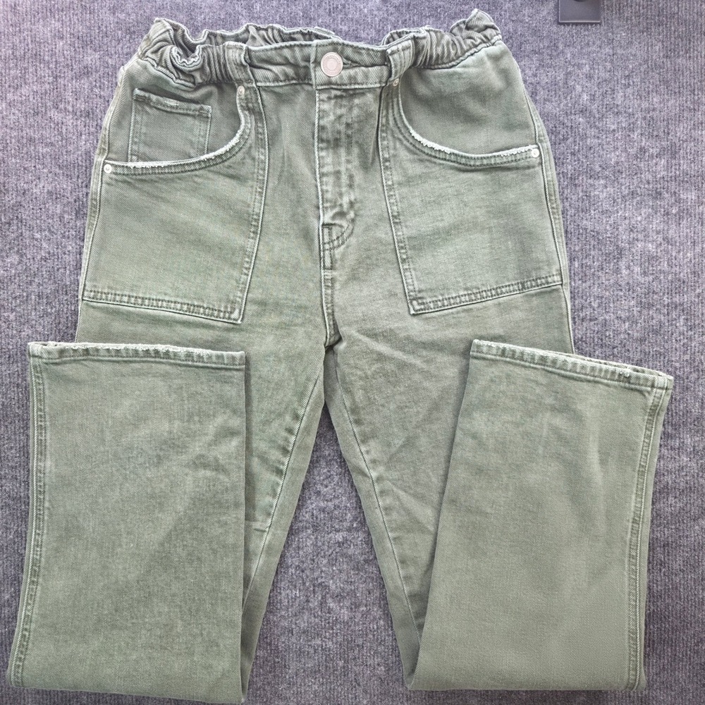 Hudson Remi RG1 size 25 Olive Green Cotton Elastic Waist Straight Jeans